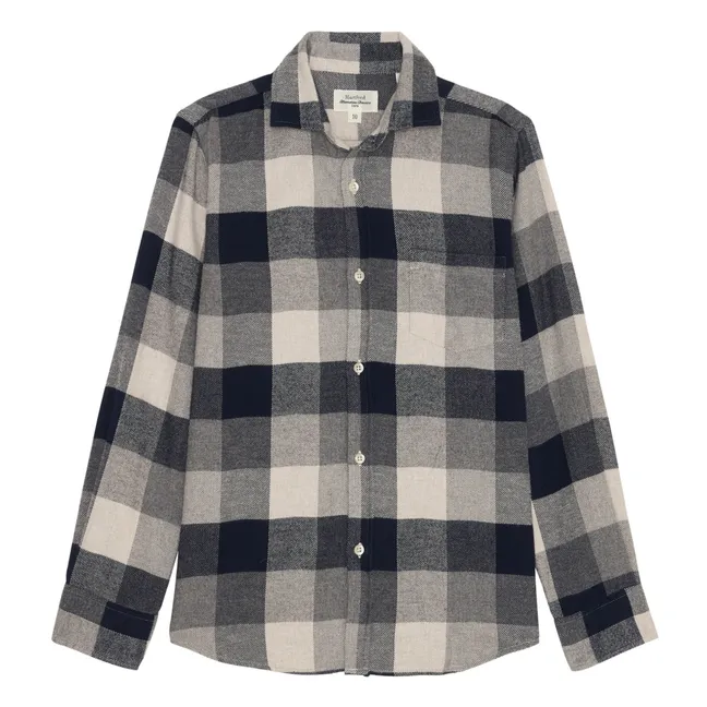 Paul Flannel Check Shirt | Navy blue - Off-white