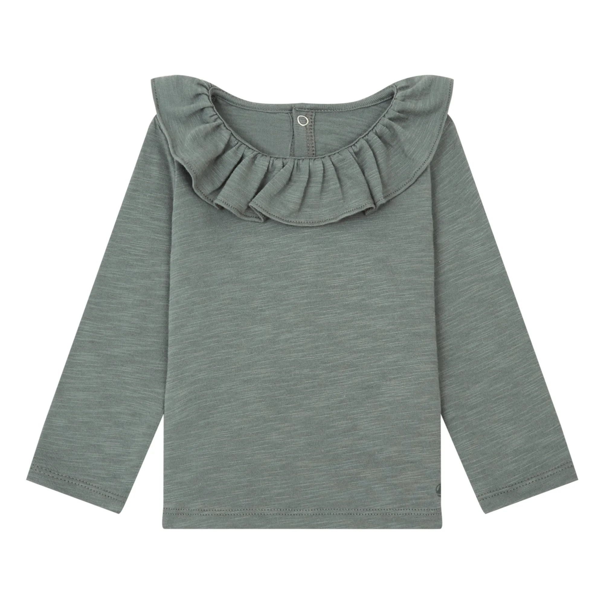 Petit Bateau Sage Ruffle-Neck Blouse