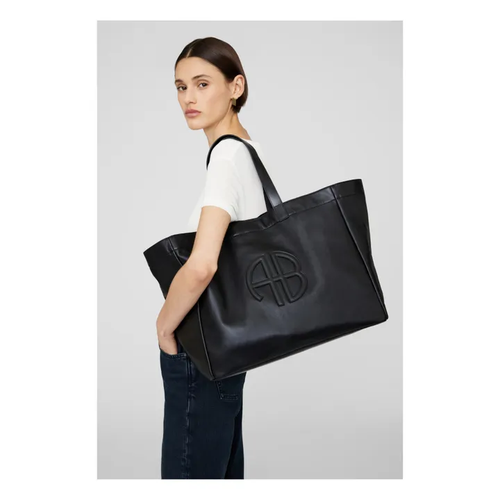 Cabas Large Rio Cuir Recyclé | Noir- Image produit n°1