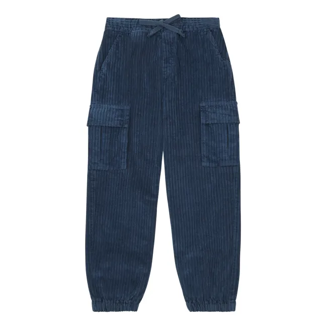 Pantaloni Cargo in Velluto a Coste | Blu marino