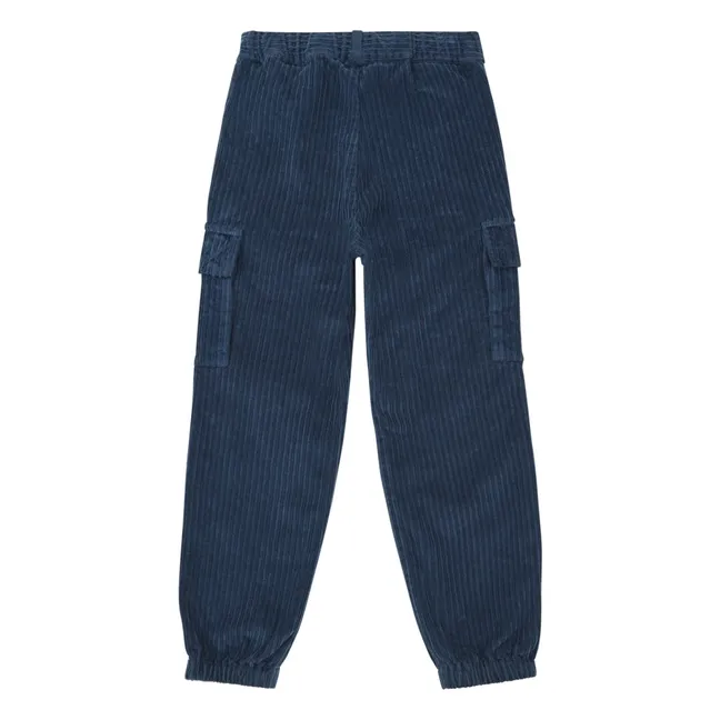 Pantalon Cargo Velours Côtelé | Bleu marine