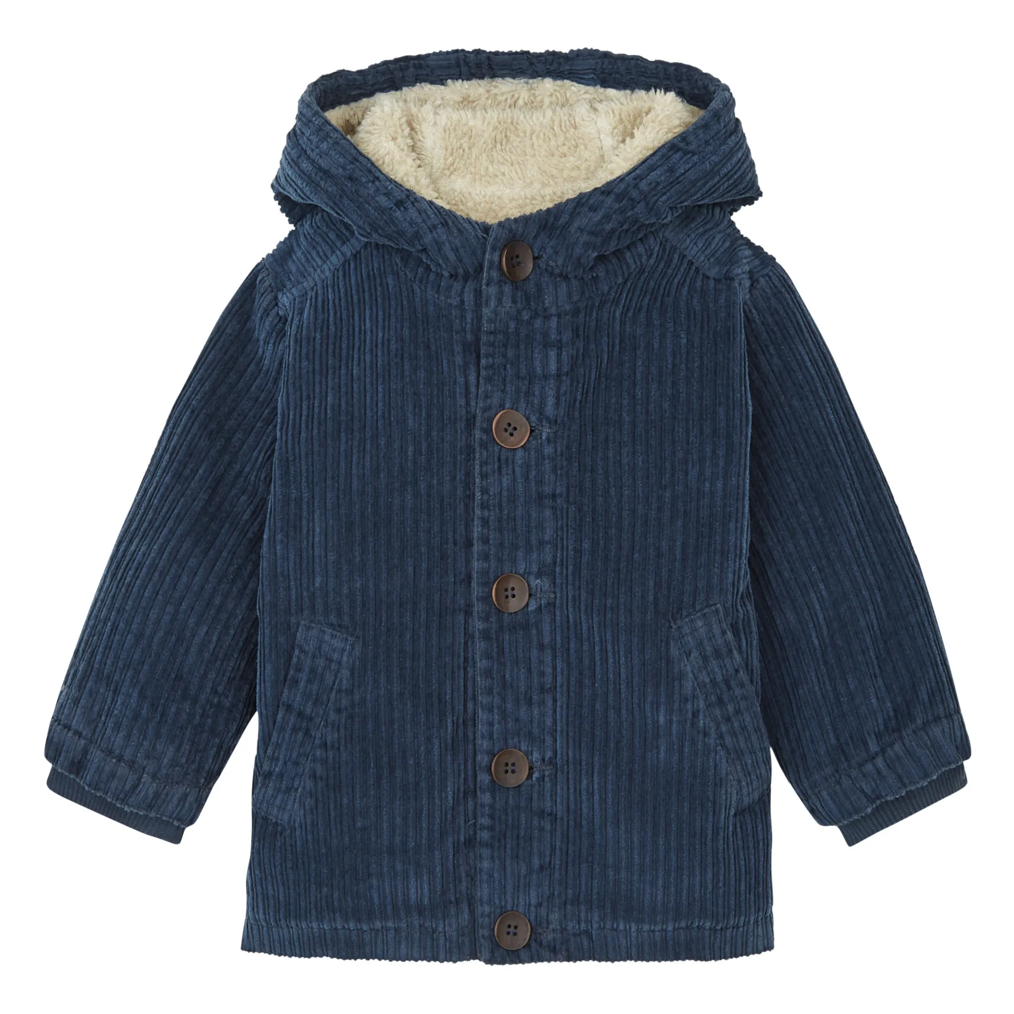 Zhoe & Tobiah Navy Blue Corduroy Sherpa-Lined Coat