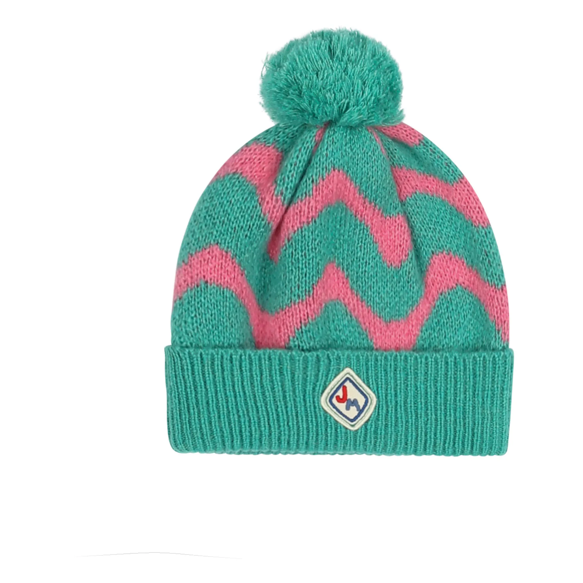 Jelly Mallow Green Pompom Zigzag Hat