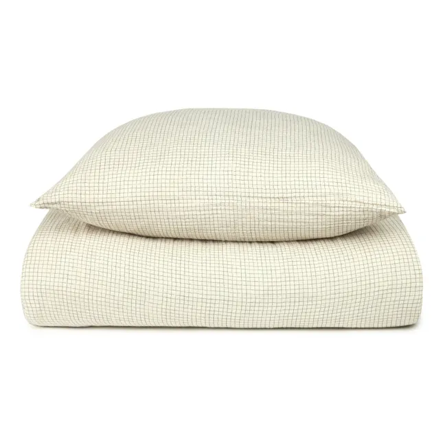 Wabi-Sabi Blue Grid bed linen set | Blue
