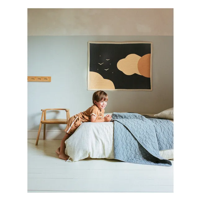 Wabi-Sabi Blue Grid bed linen set | Blue