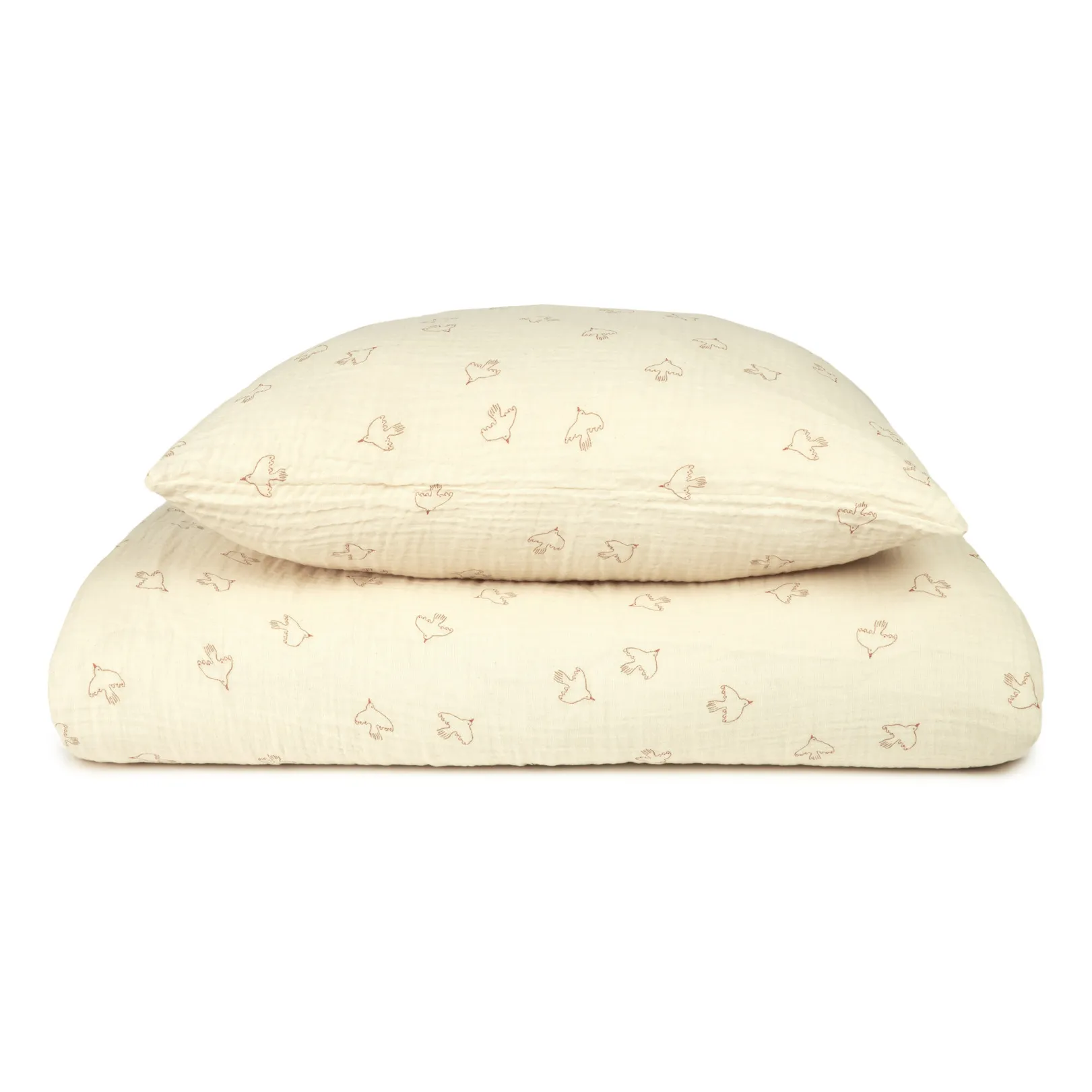 Nobodinoz Beige Wabi-Sabi Hoshi Birds Bed Linen Set
