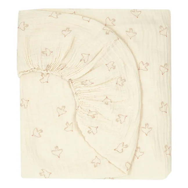 Hoshi Birds fitted sheet | Beige