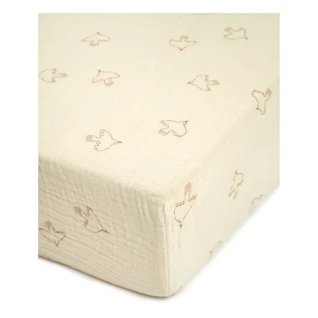 Hoshi Birds fitted sheet | Beige