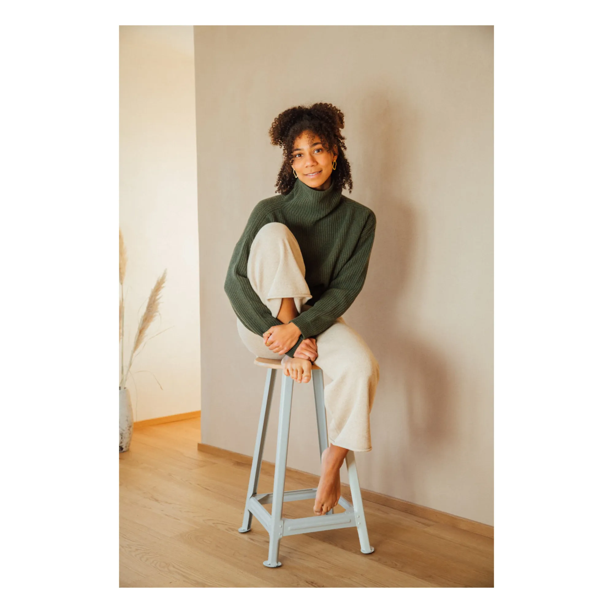 Pantalon Tricot Matières Recyclées - Collection Femme  | Ecru- Image produit n°2