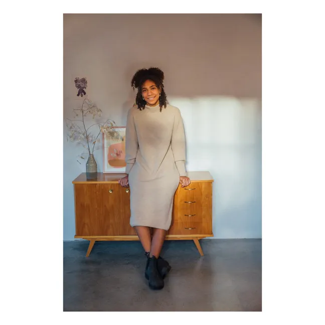 Vestido de punto con materiales reciclados - Colección Mujer  | Beige