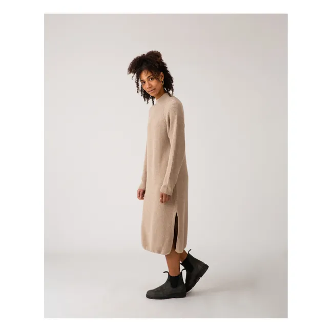 Vestido de punto con materiales reciclados - Colección Mujer  | Beige
