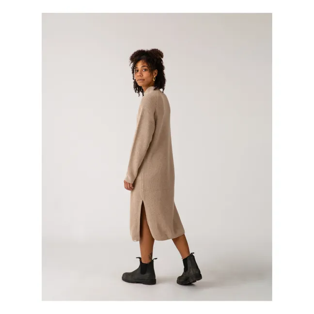 Vestido de punto con materiales reciclados - Colección Mujer  | Beige