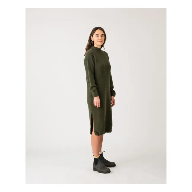 Vestido de punto con materiales reciclados - Colección Mujer  | Verde Oscuro
