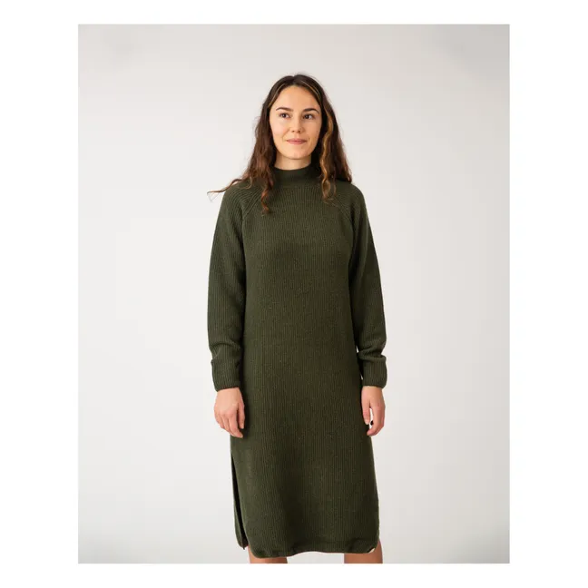 Vestido de punto con materiales reciclados - Colección Mujer  | Verde Oscuro