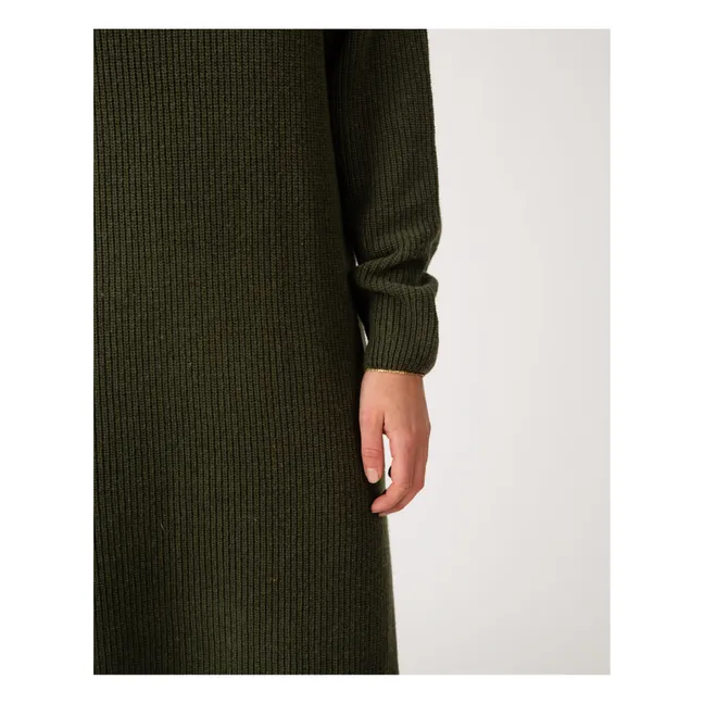 Vestido de punto con materiales reciclados - Colección Mujer  | Verde Oscuro