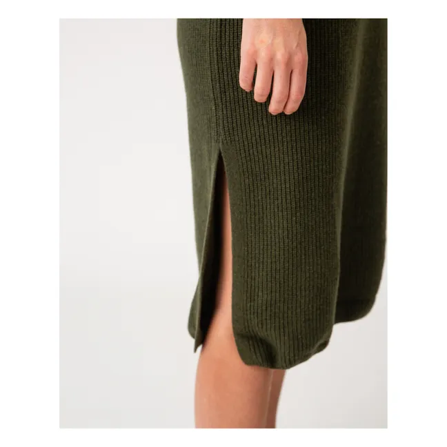 Vestido de punto con materiales reciclados - Colección Mujer  | Verde Oscuro