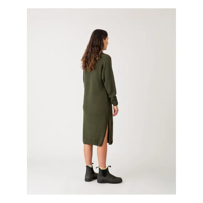 Vestido de punto con materiales reciclados - Colección Mujer  | Verde Oscuro