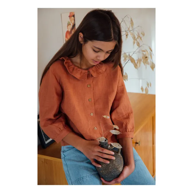 Linen blouse | Terracotta