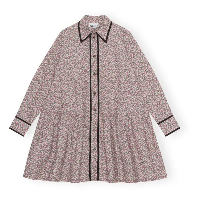 Kleid Hemdbluse Bedruckt Bio-Baumwolle | Rosa