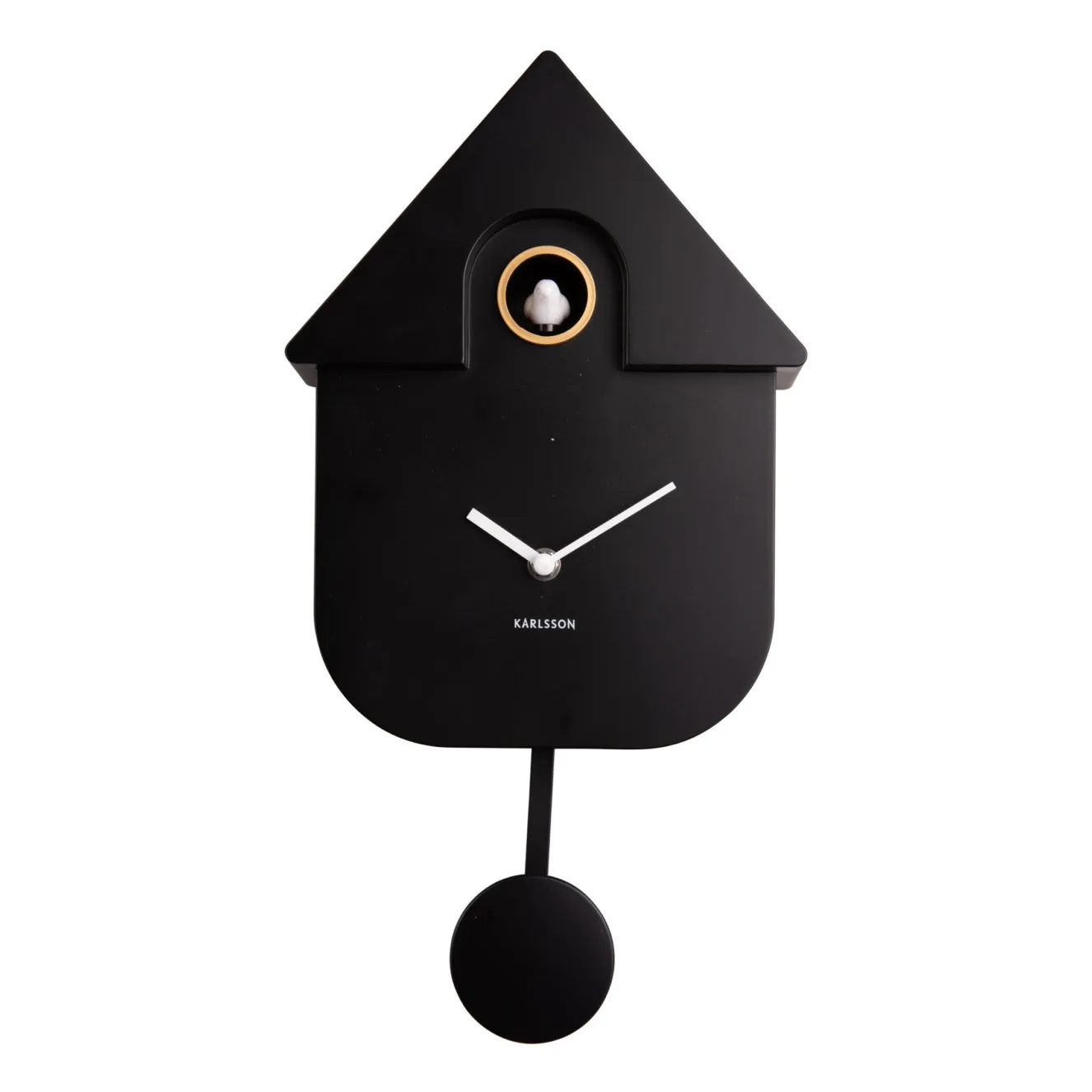 Present Time Black Modern Cuckoo Pendulum Clock
