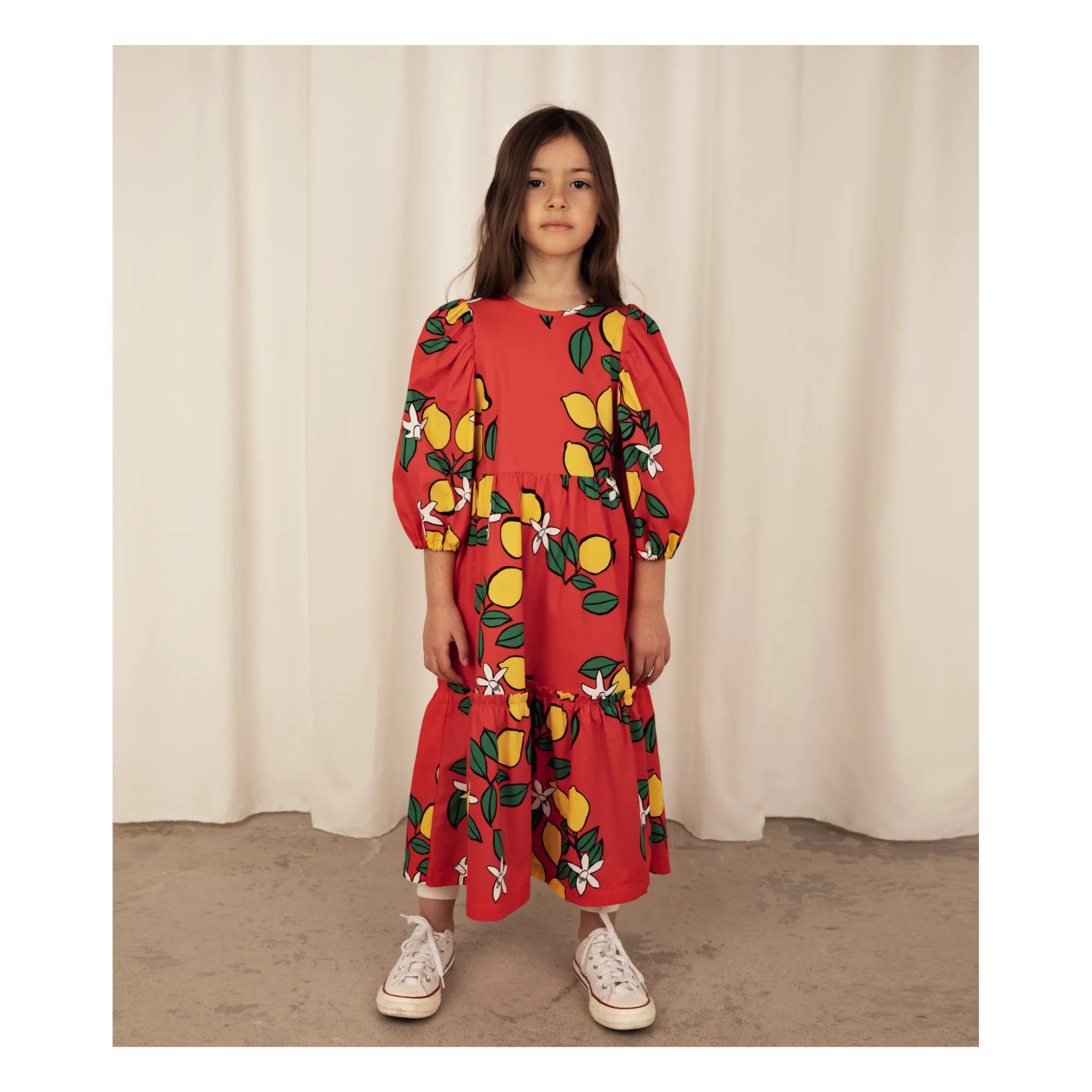 Lemon organic cotton dress | Red- Product image n°1