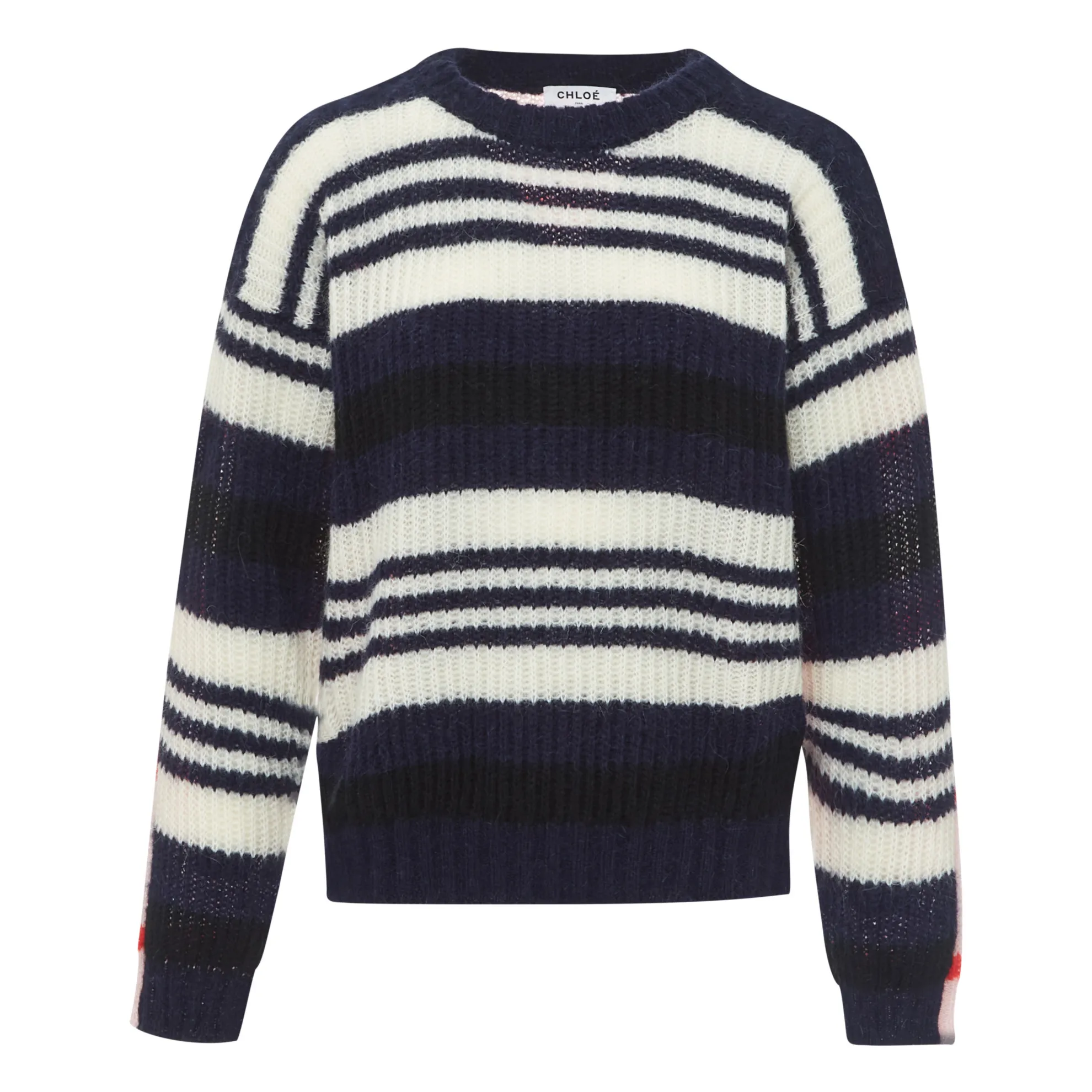 Chloé Stora Navy Blue Tyga Striped Mohair Jumper