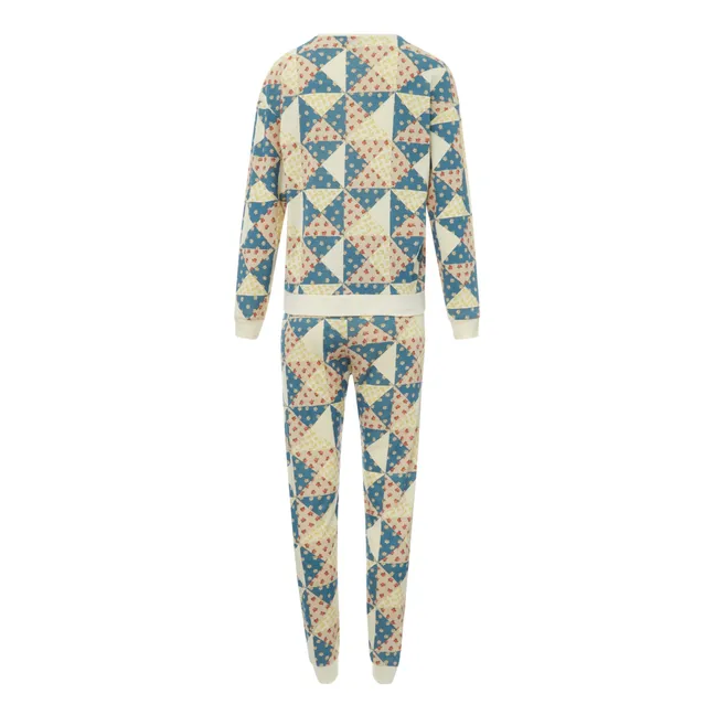 Sudadera patchwork + pantalón de pijama - Colección Mujer  | Crudo