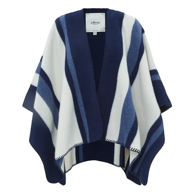 Poncas Recycled Wool Cape | Navy blue