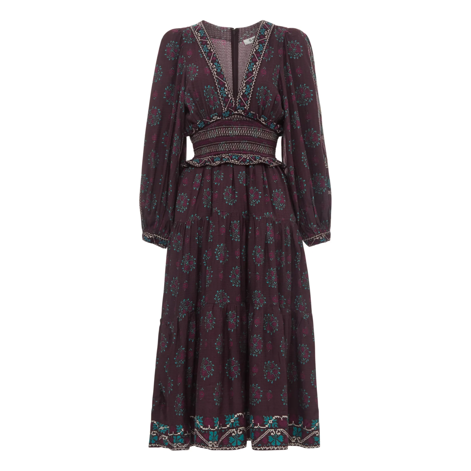 Sea Ny Brown Ellabeth Embroidered Dress