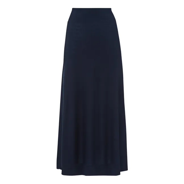 Easton Extra Fine Merino Wool Skirt | Navy blue