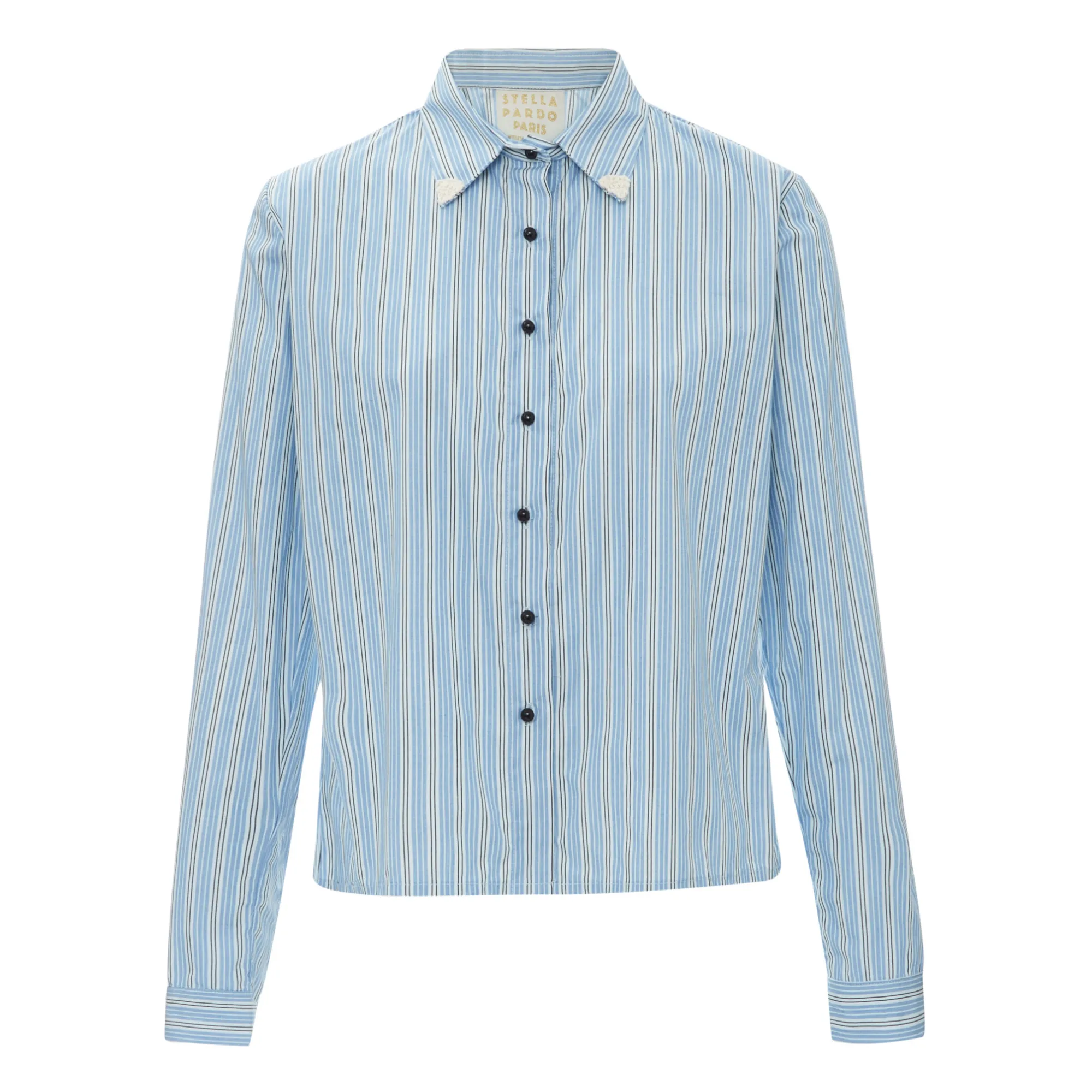 Stella Pardo Blue Brigite Poplin And Organic Cotton Striped Shirt