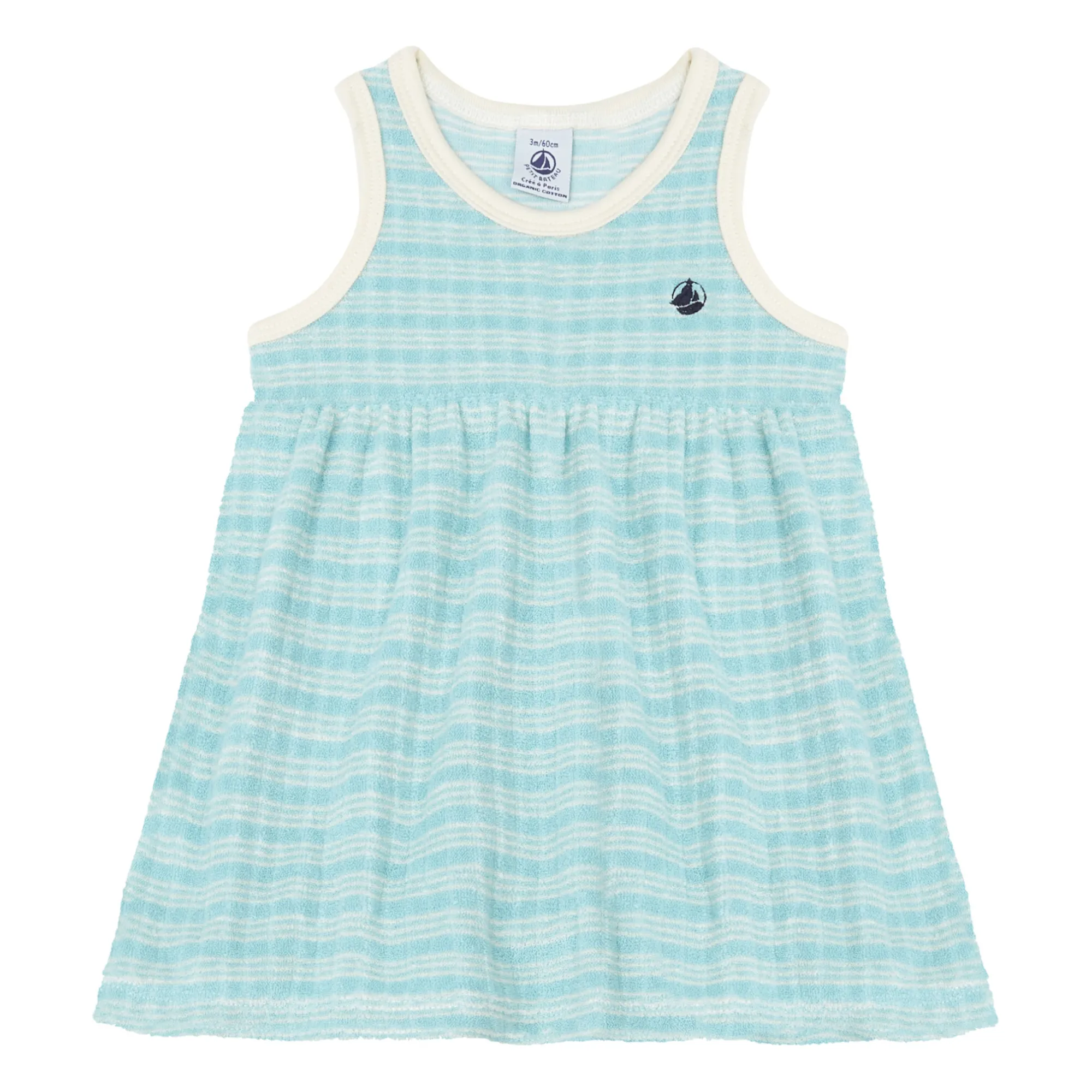 Petit Bateau Blue Organic Cotton Terry Cloth Sleeveless Dress