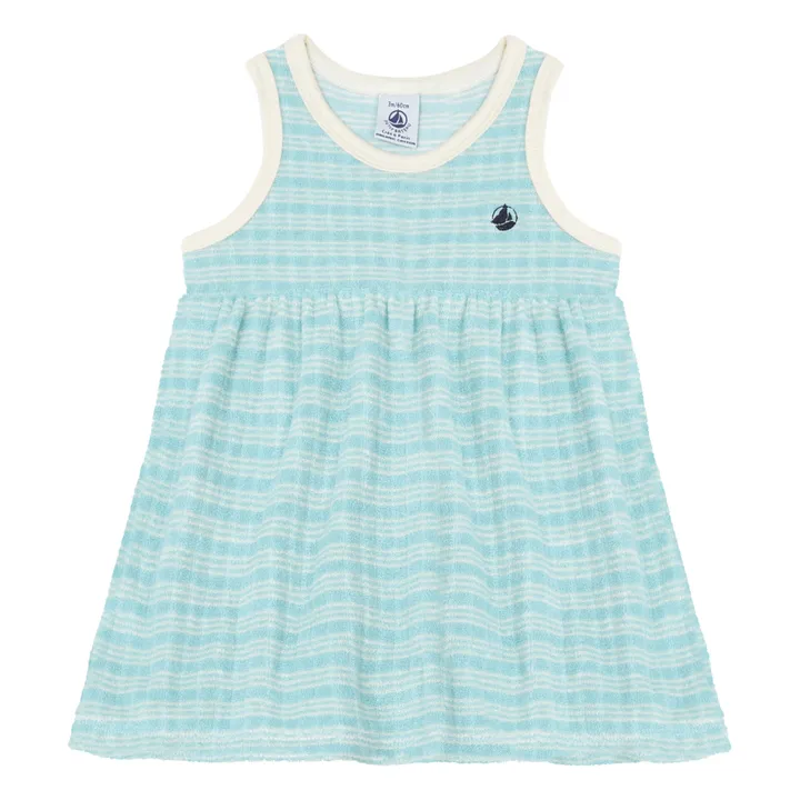 Kleid ärmellos Frottee Bio-Baumwolle | Blau- Produktbild Nr. 0