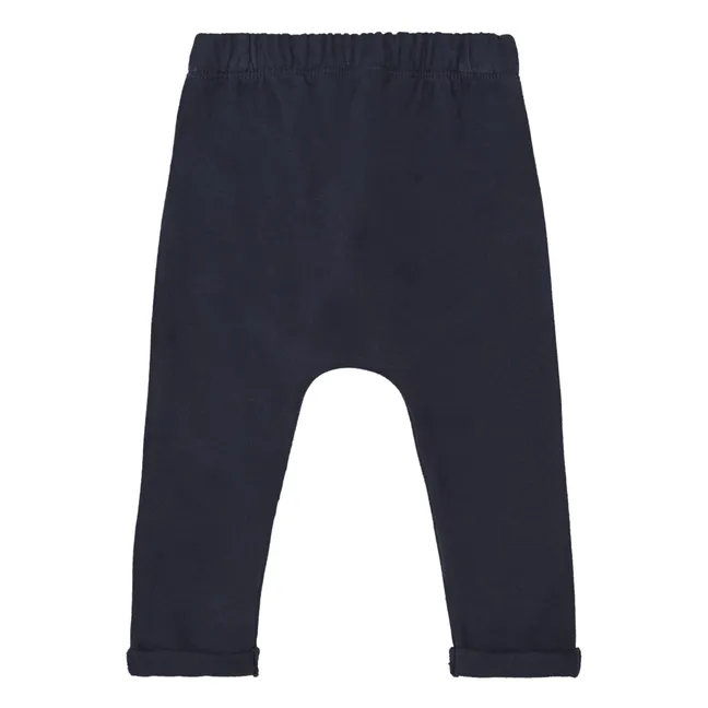 Organic Cotton Jersey Trousers | Navy blue