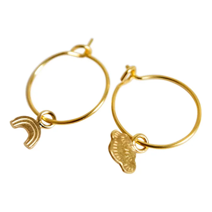 Creoles asimétricos arco iris pequeños | Dorado- Imagen del producto n°0