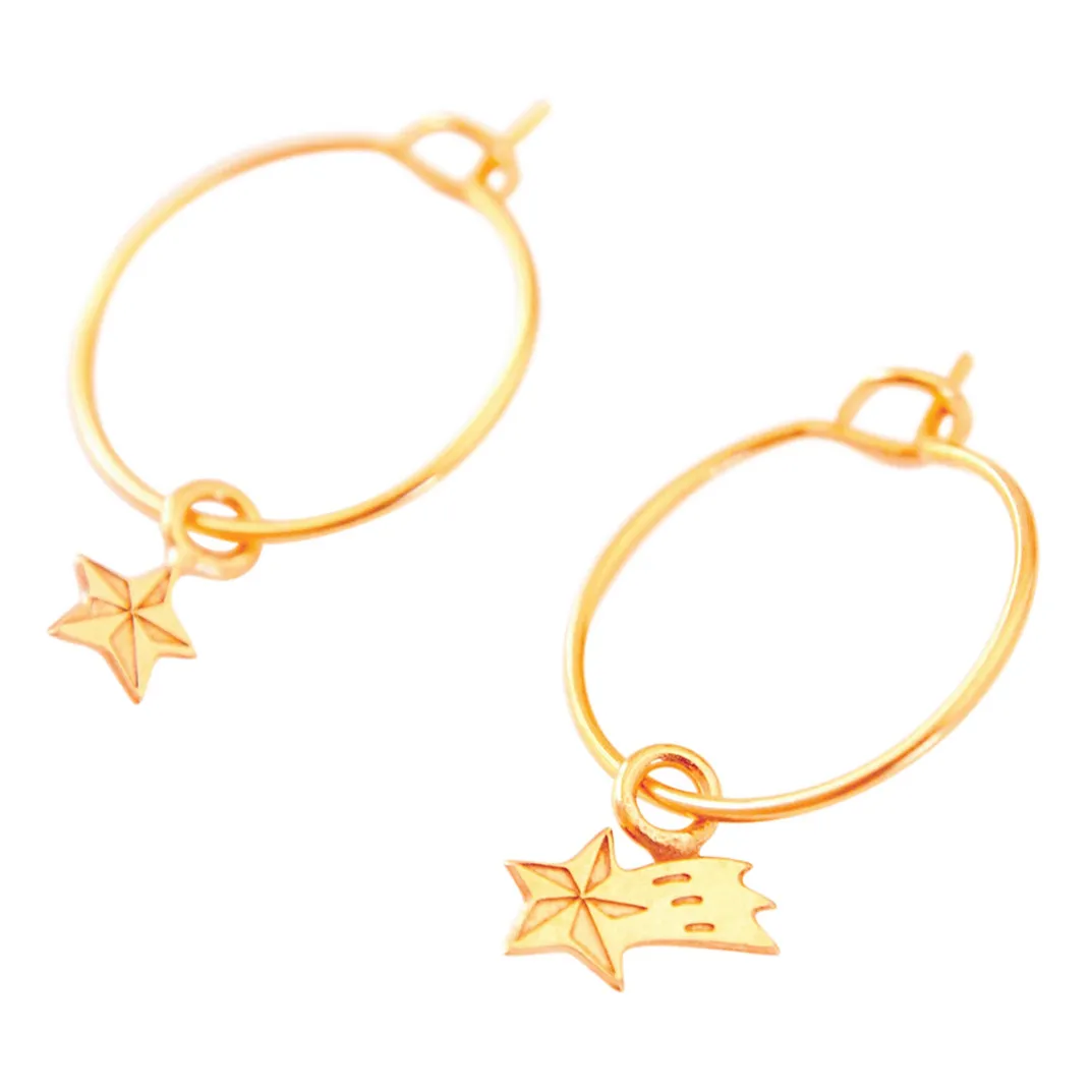Adorabili Gold Asymmetrical Etoile Filante Hoop Earrings