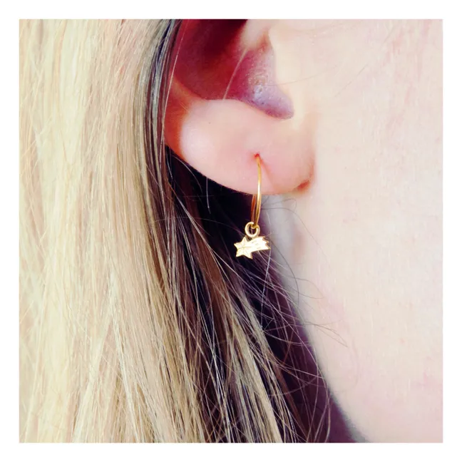 Asymmetrical Etoile Filante hoop earrings | Gold