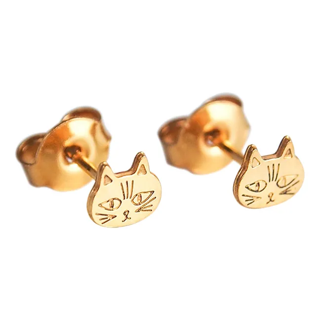 Boucles d'oreilles Chat | Doré