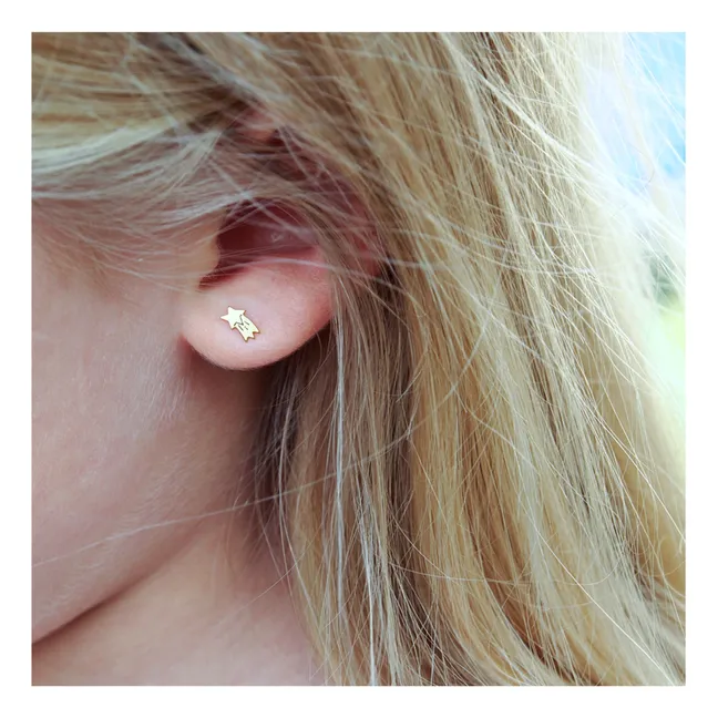 Boucles d'oreilles Asymétriques Lune | Doré
