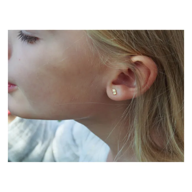 Asymmetrical moon earrings | Gold