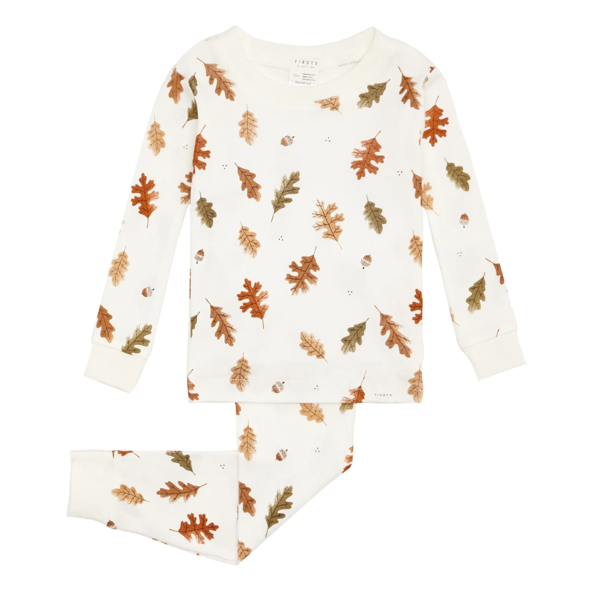 Petit Lem White Pyjamas Organic Cotton Foliage