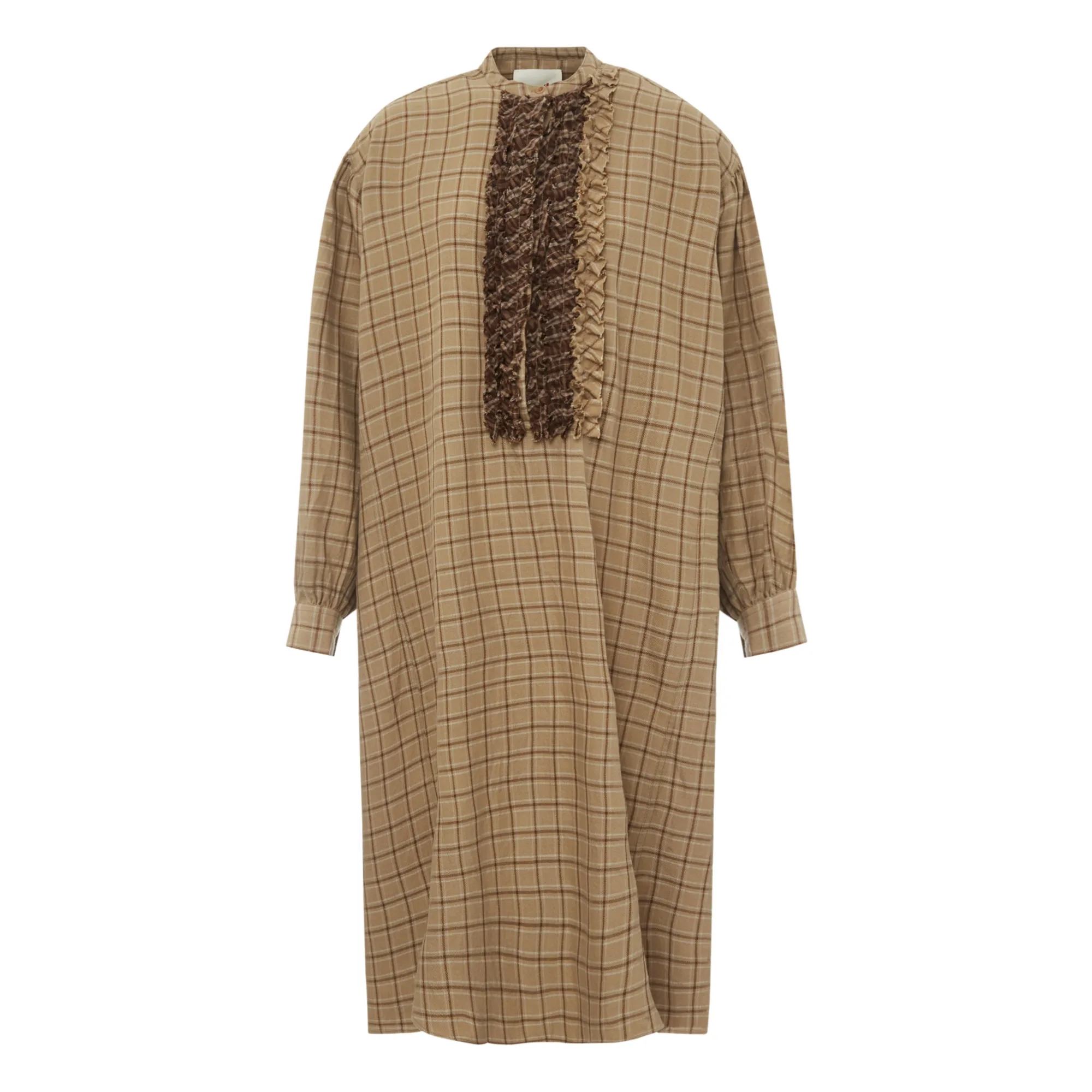 Laurence Bras Beige Noodle Cotton And Wool Check Dress