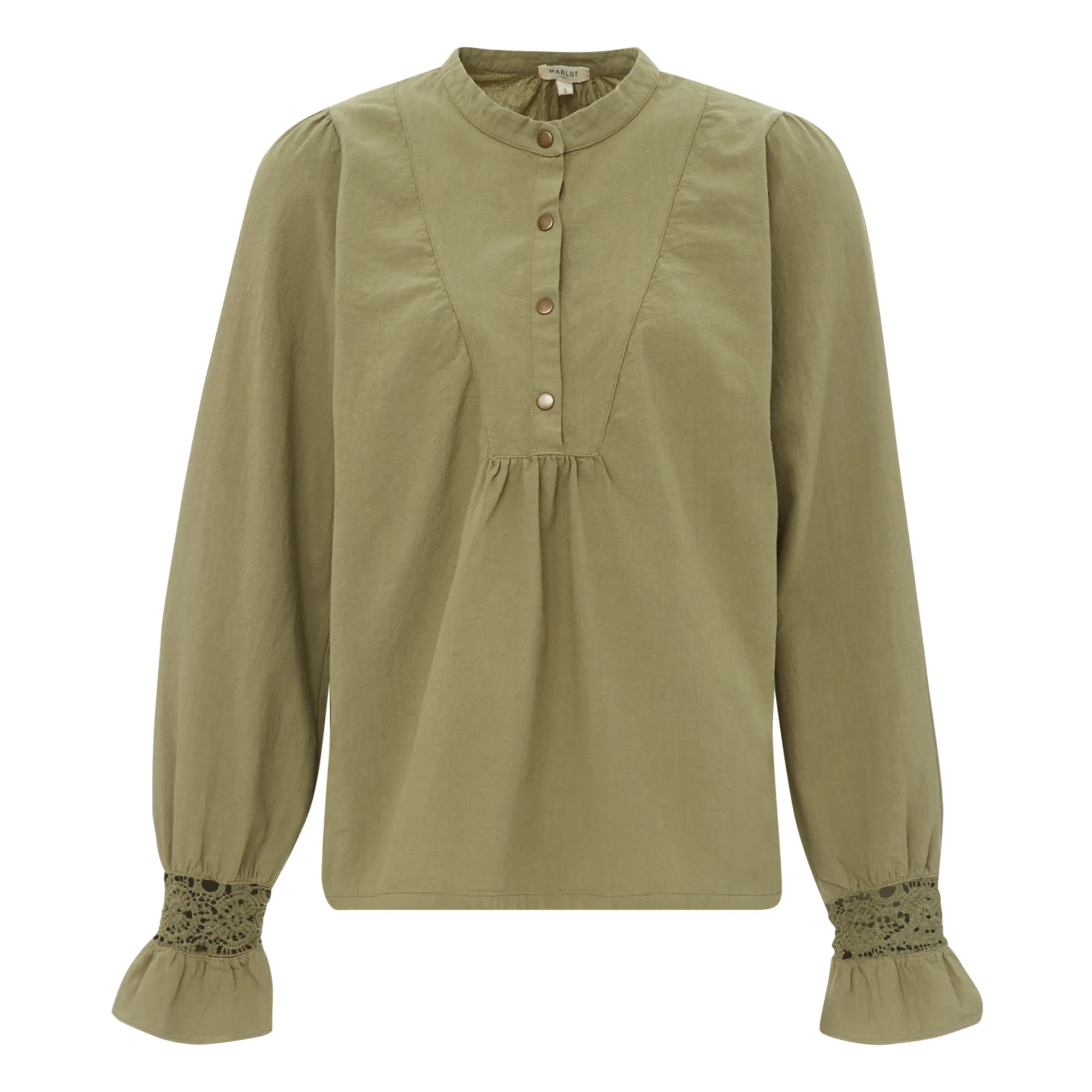 Marlot Paris Women's Khaki Hilma Cotton Blouse - Collection