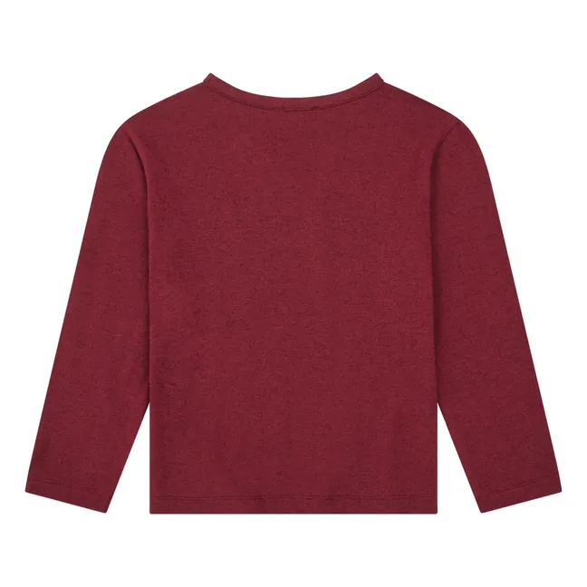 Girl's T-Shirt Long Sleeve Jersey Organic Cotton | Burgundy