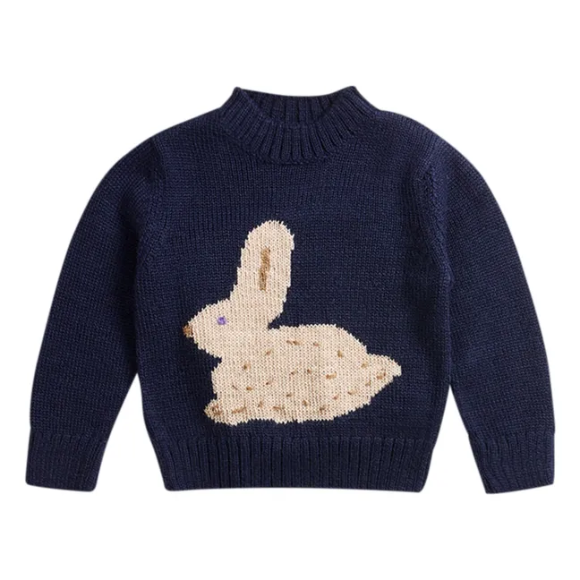 Baby Alpaca Rabbit Sweater | Navy blue
