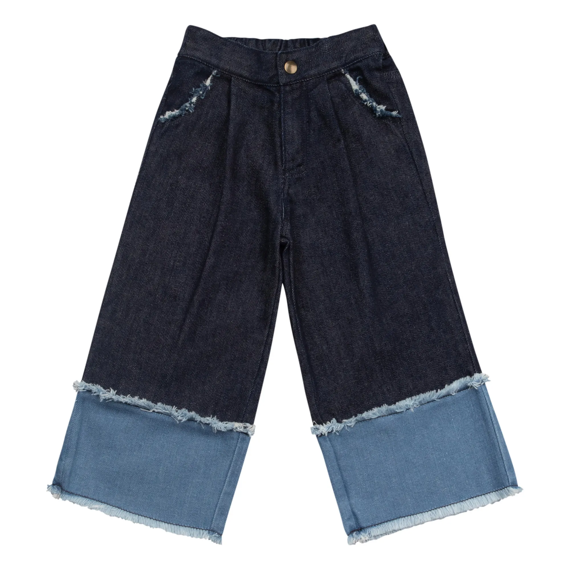 Bonnie & The Gang Navy Blue Foster Organic Two-Tone Denim Flare Jeans