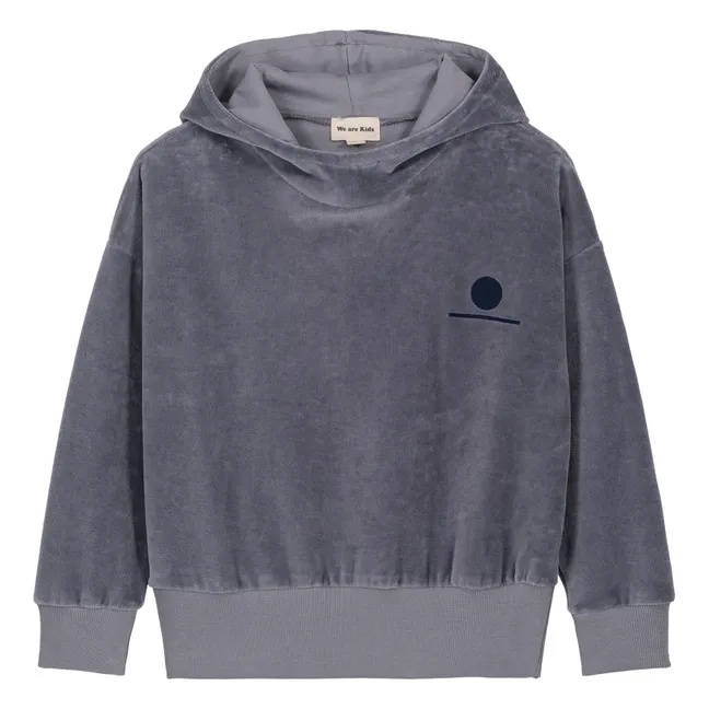 Kapuzen-Sweatshirt aus Velours Bio-Baumwolle Sacha | Grau