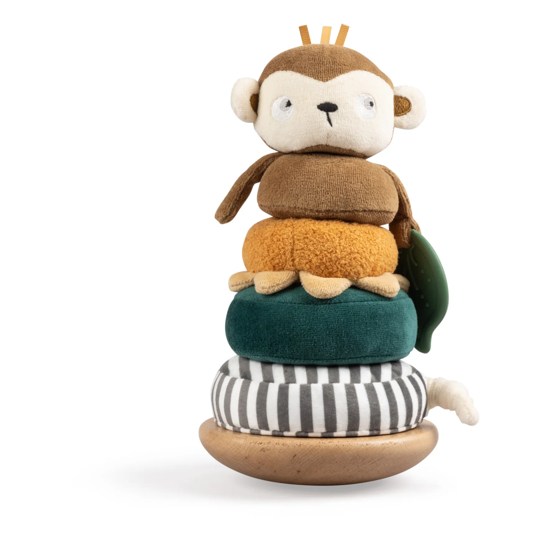 Sebra Multicoloured Plush & Wood Stacking Monkey