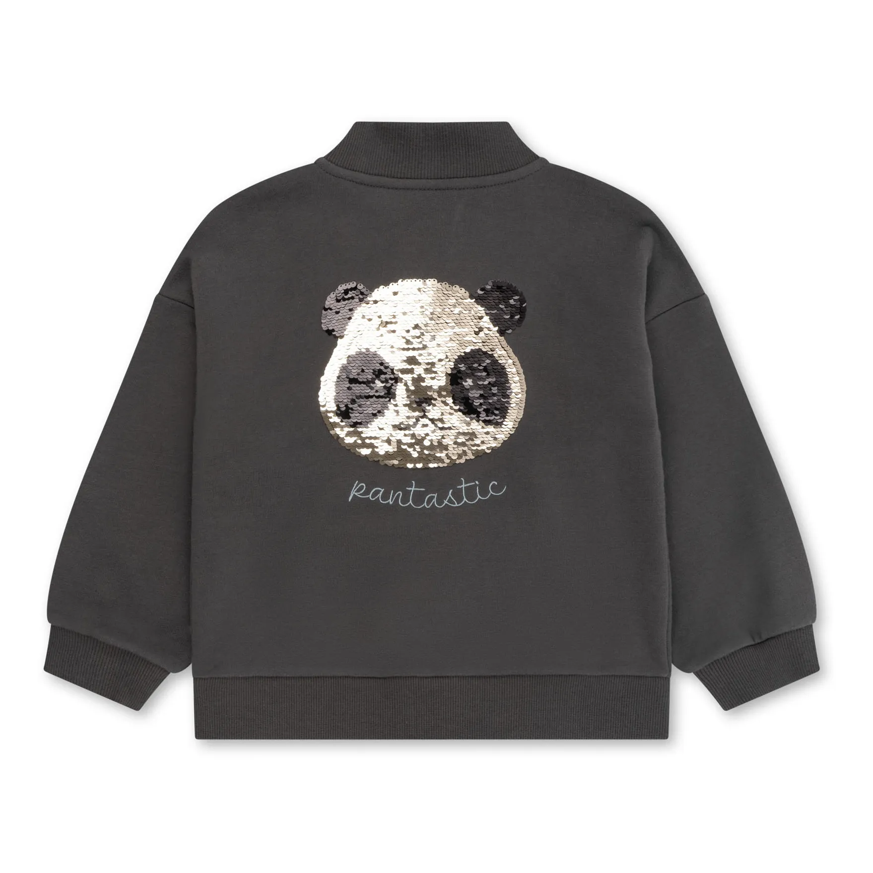 Konges Sløjd Charcoal Grey Lou Organic Cotton Sequin Panda Bomber Jacket