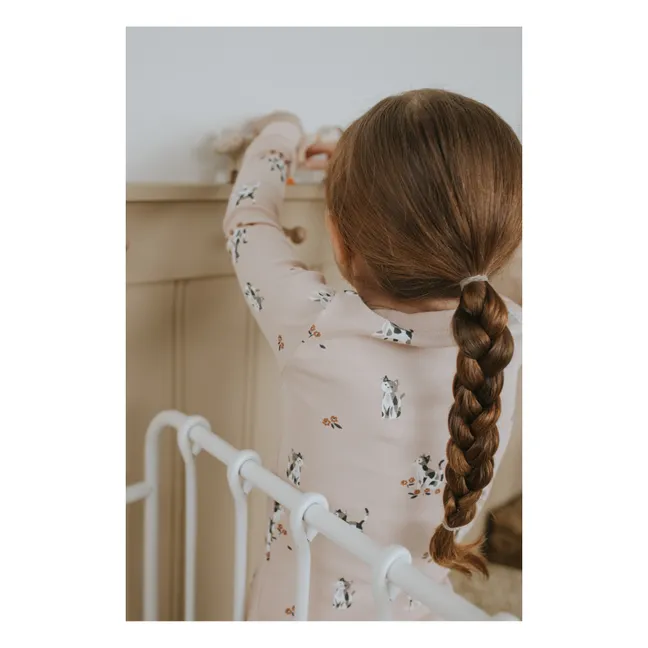 Pijama de gatito de algodón ecológico | Rosa Palo